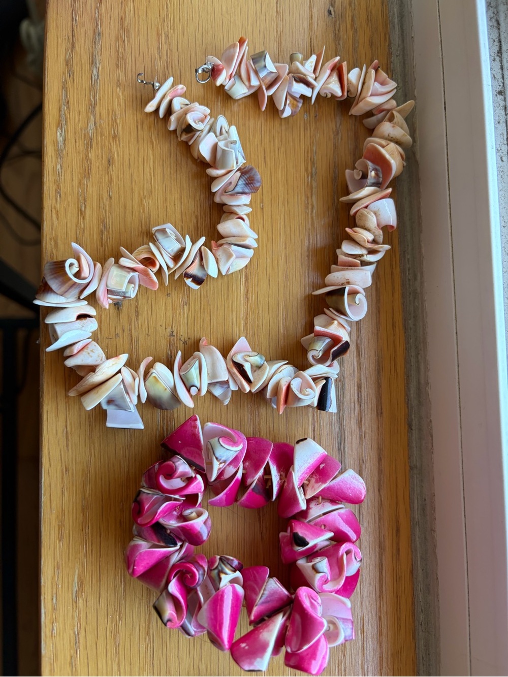 Shell Chip Necklace and Bracelet Set - Pink & Natural